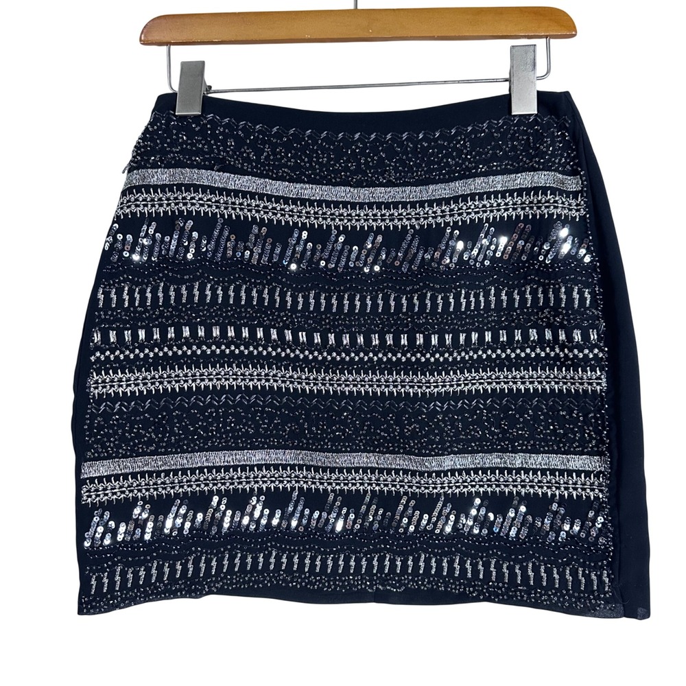 HM‎ Sequin Beaded Mini Skirt  Embellished Party Cocktail boho festival 2000s y2k